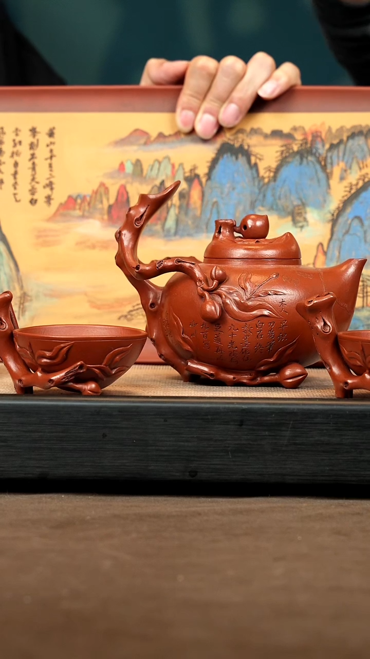 茶壶紫砂【P032】圣桃（三件套）