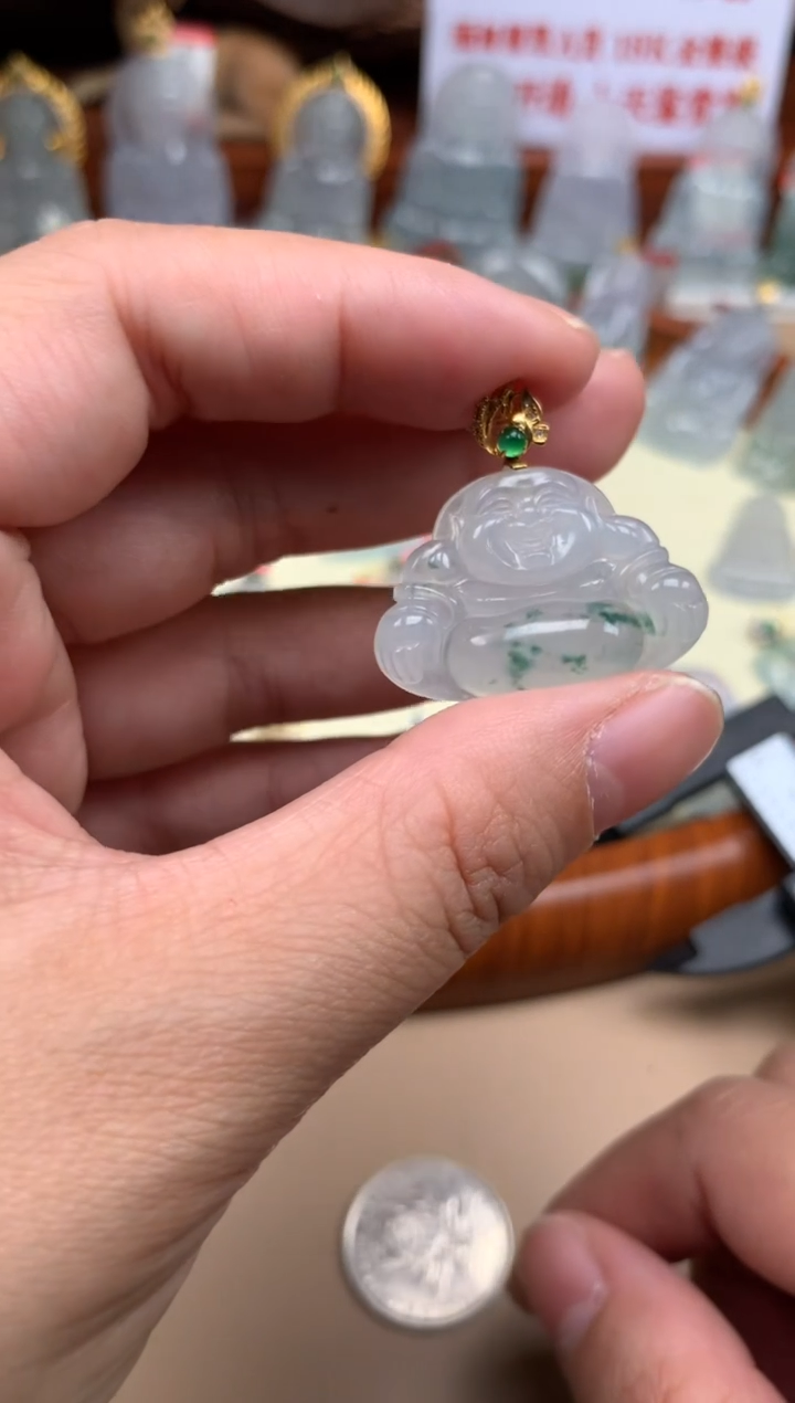 【闪购商品】翡翠颈饰18K金镶嵌佛公