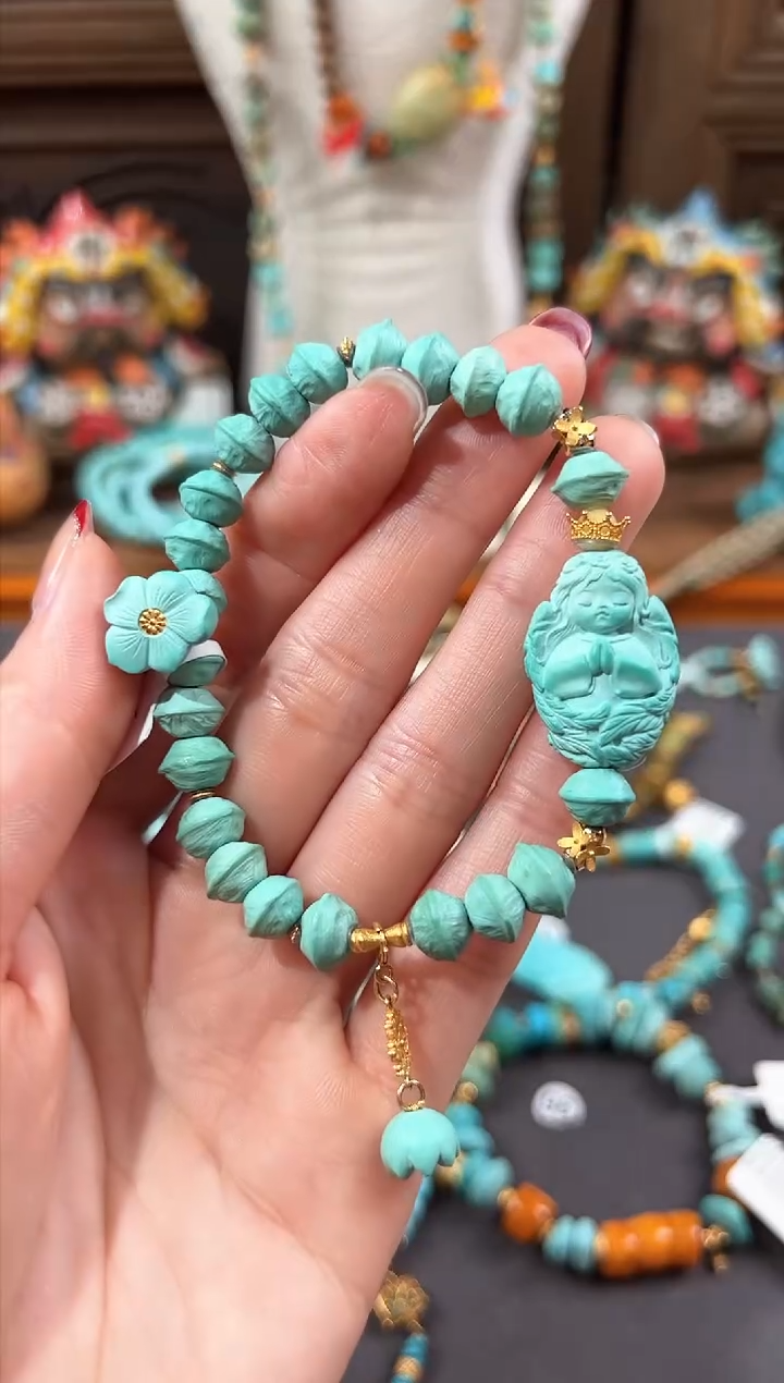 【闪购商品】绿松石手链18K金镶嵌绿松石手链
