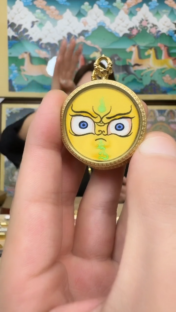 吊坠黄财神-热贡纯手绘唐卡吊坠