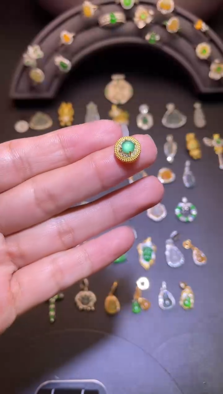 吊坠(不含链)银S925镶嵌翡翠1