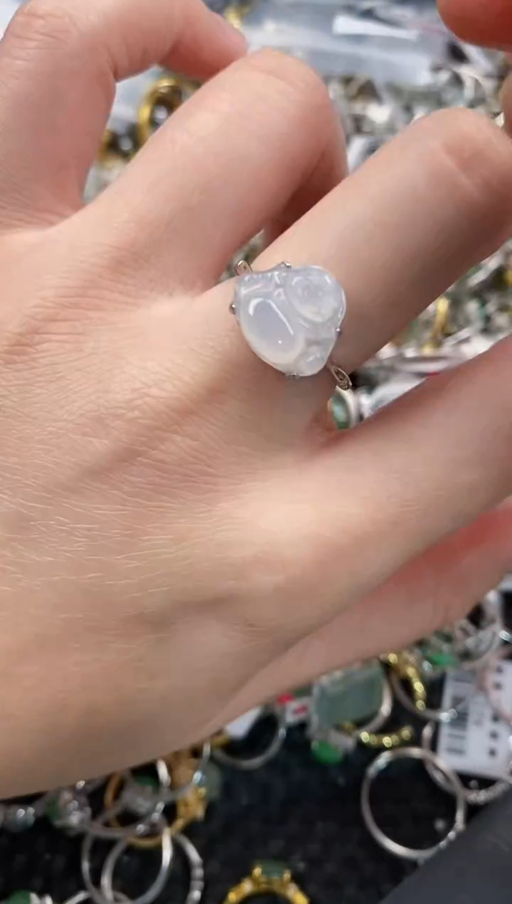 银S925镶嵌戒指翡翠444   8