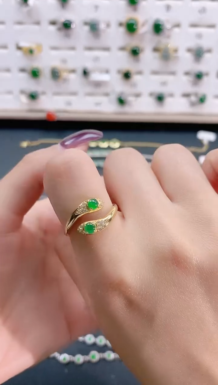 【闪购商品】翡翠戒指银S925镶嵌天然翡翠