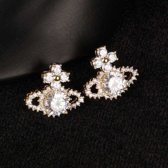 铜合金耳饰 「西太后」立体镶嵌女神必备气质耳饰T