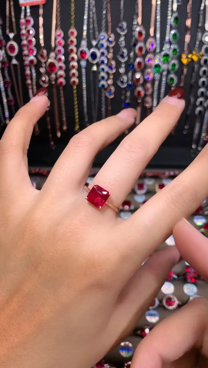 【闪购商品】红宝石戒指银S925镶嵌玫瑰金