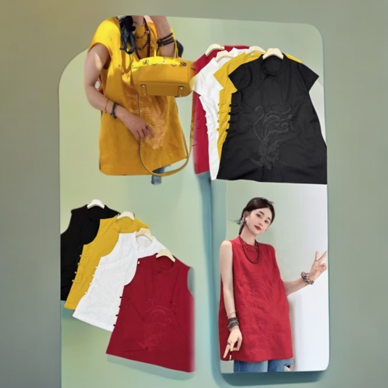 唐装中国风女装包袖+无袖可选上衣女夏季新中式气质复古刺绣马甲