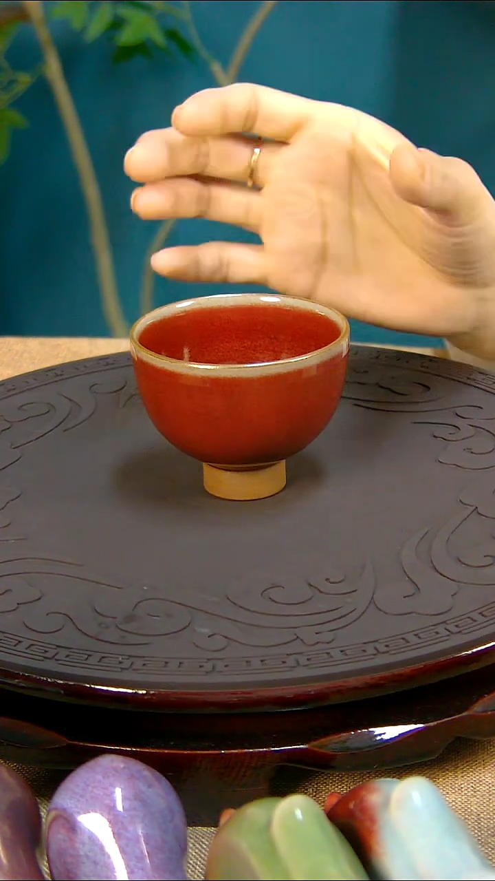 杯原产地钧尚源钧瓷钧红鸡心杯