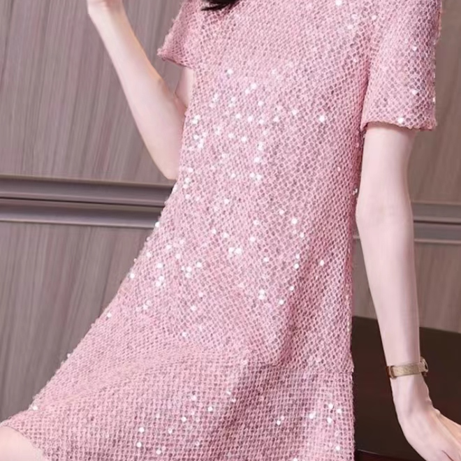 直播间专用图片欧美流行时尚重工亮片高腰长袖短款外套宽松女装