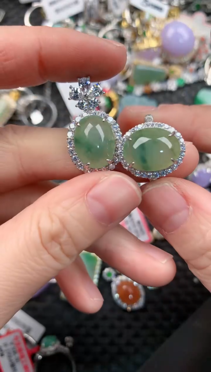 银S925镶嵌戒指翡翠13-13-13     10