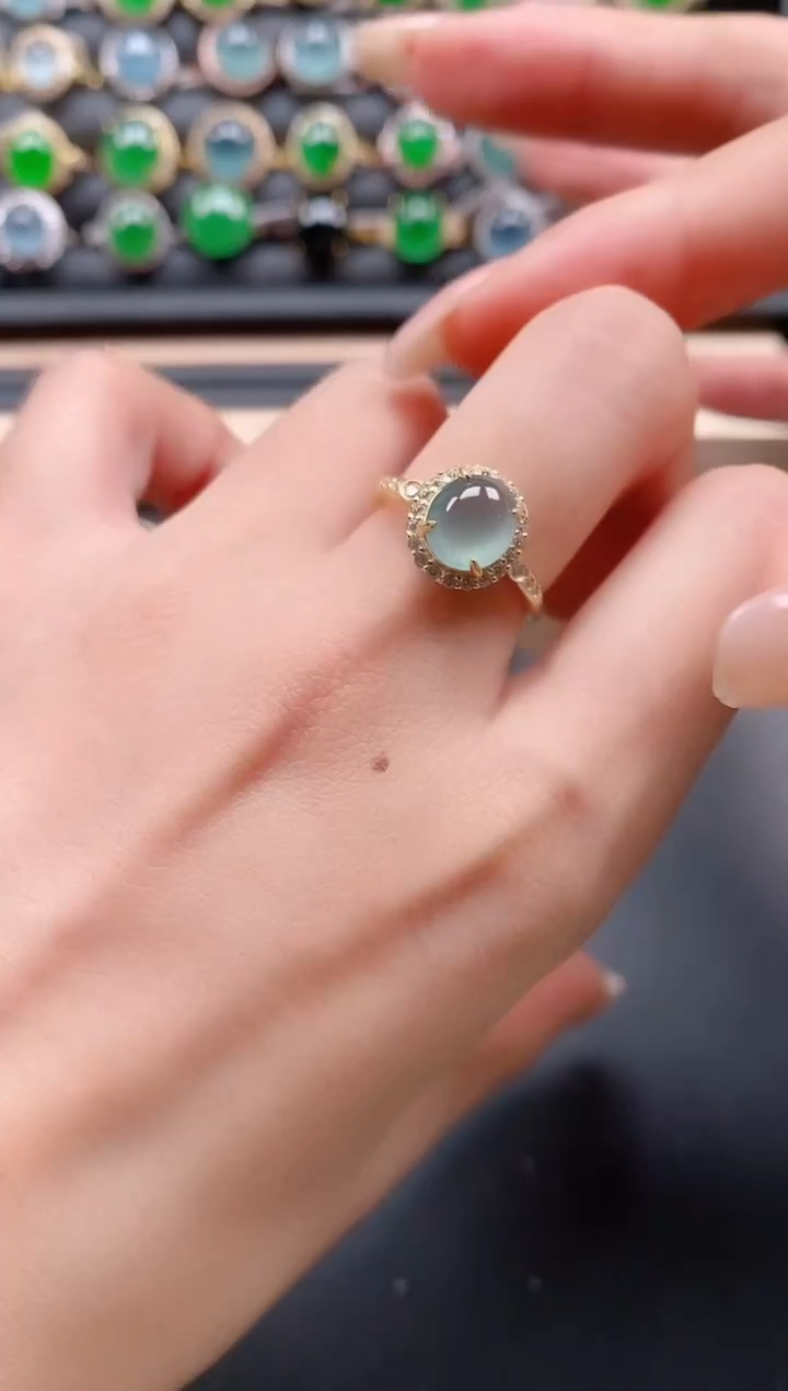 银S925镶嵌戒指翡翠111