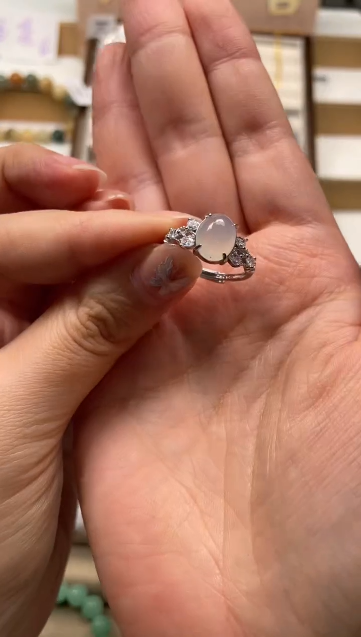 翡翠戒指银S925镶嵌yc728