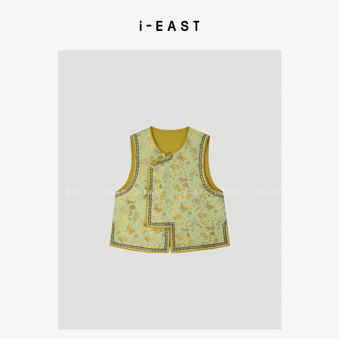 i-EAST QQ 花间与共~新中式金鱼提花马甲外套-5C GF5231