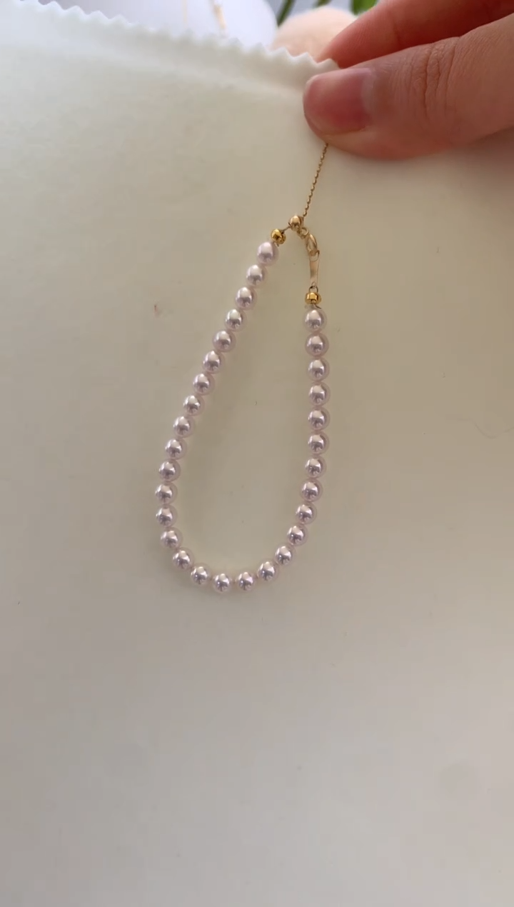 【闪购商品】海水珍珠项链18K金镶嵌4.5-5极光手链