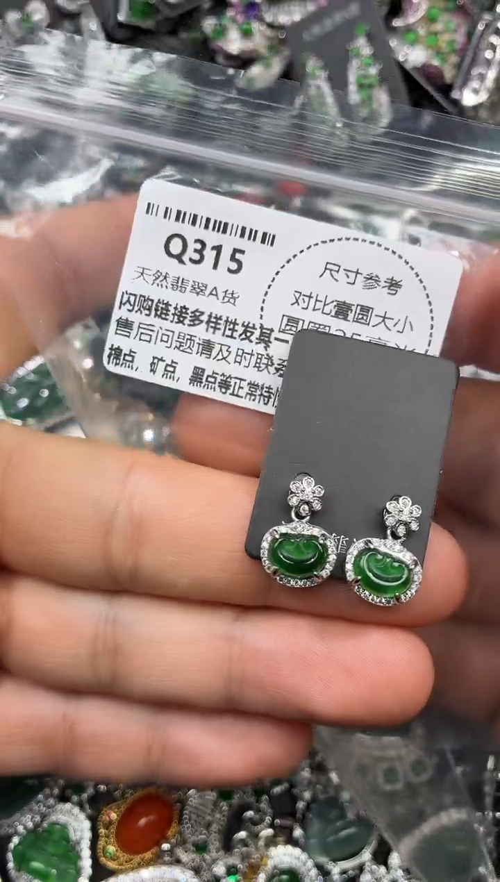 颈饰未镶嵌翡翠Q315耳钉