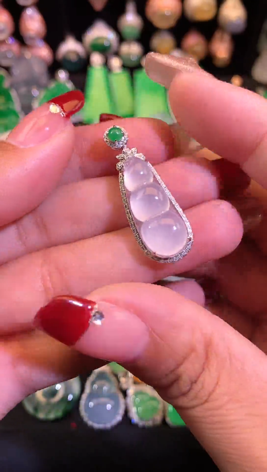 【闪购商品】翡翠颈饰18K金镶嵌缅甸天然翡翠A货