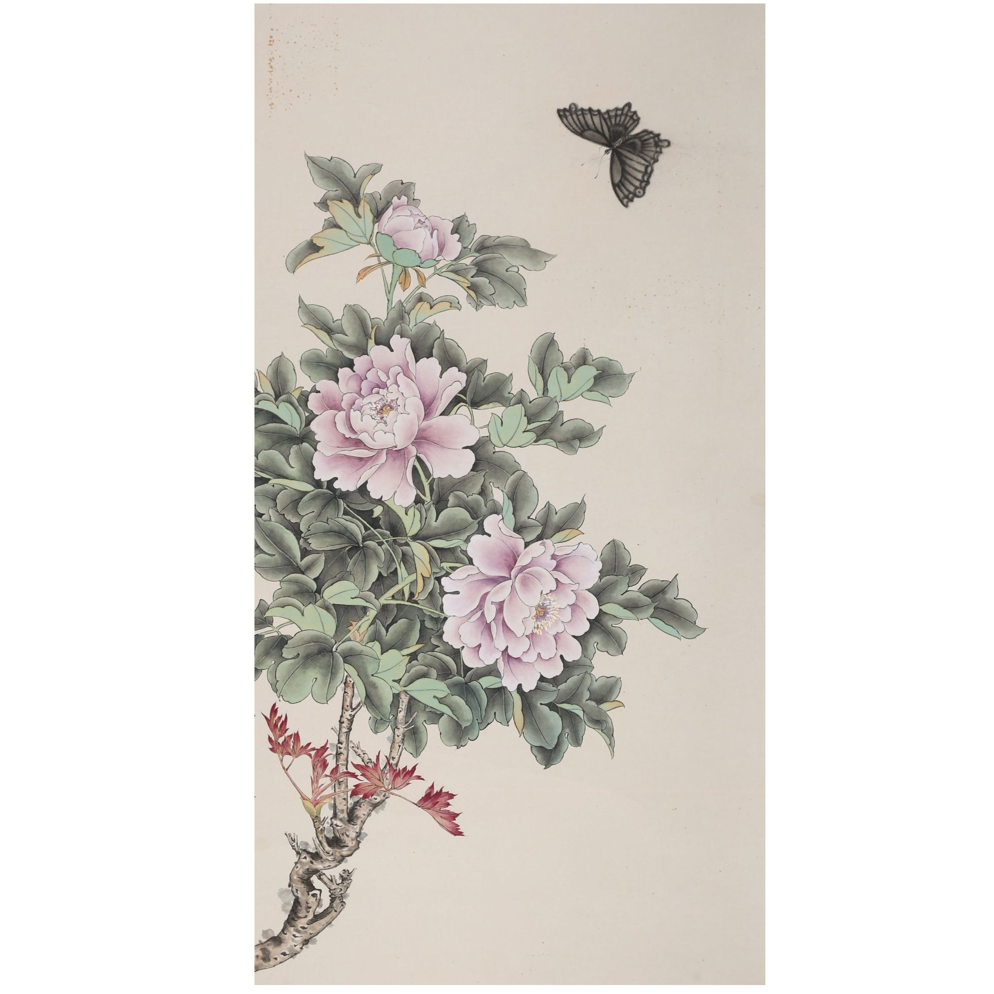 LOT.105 《花蝶图》100*55cm 纸本设色立轴