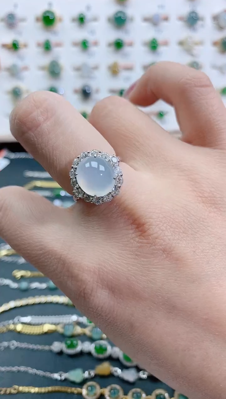 银S925镶嵌戒指翡翠天然翡翠