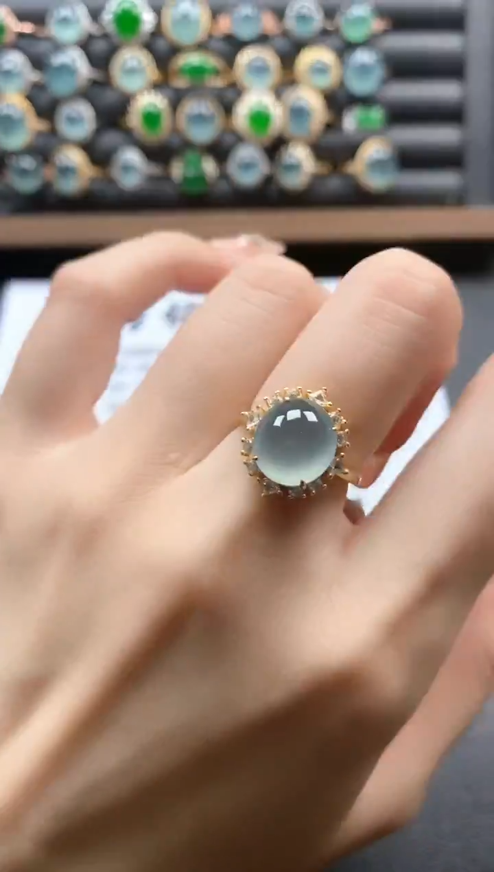 银S925镶嵌戒指翡翠45111