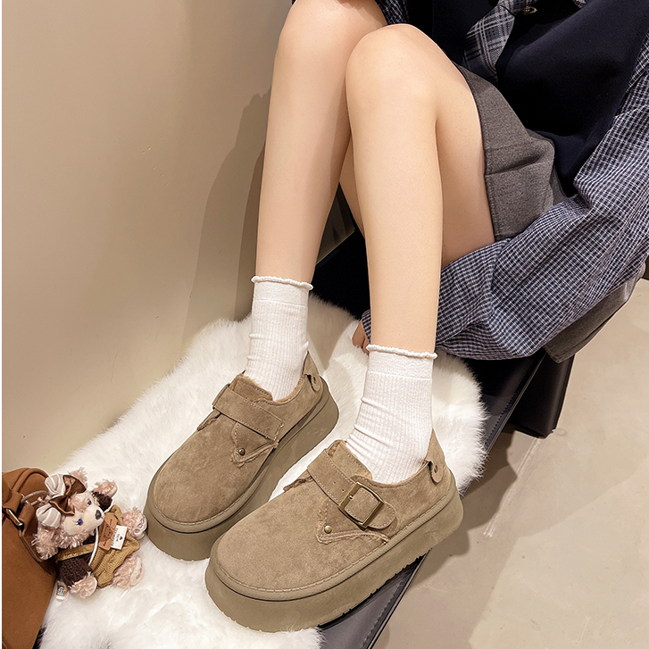 厚底增高加绒加厚勃肯鞋女2025冬季新款百搭保暖一脚蹬棉鞋子