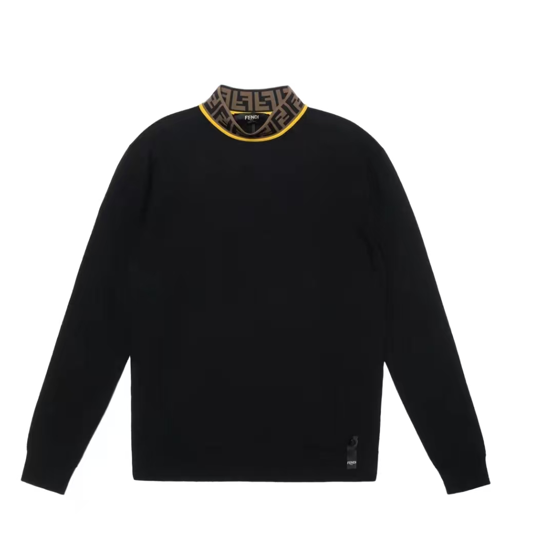 FENDI/芬迪 字母高领羊毛衫毛衣 男款 黑色 hj