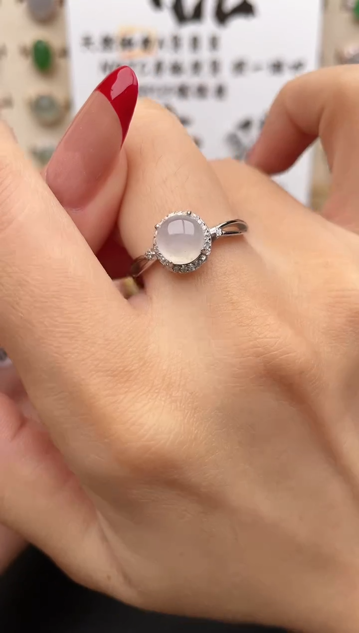 【闪购商品】翡翠戒指银S925镶嵌一物一证一礼盒