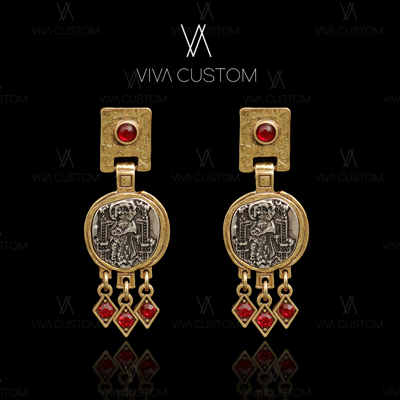 复古重工人像流苏耳钉