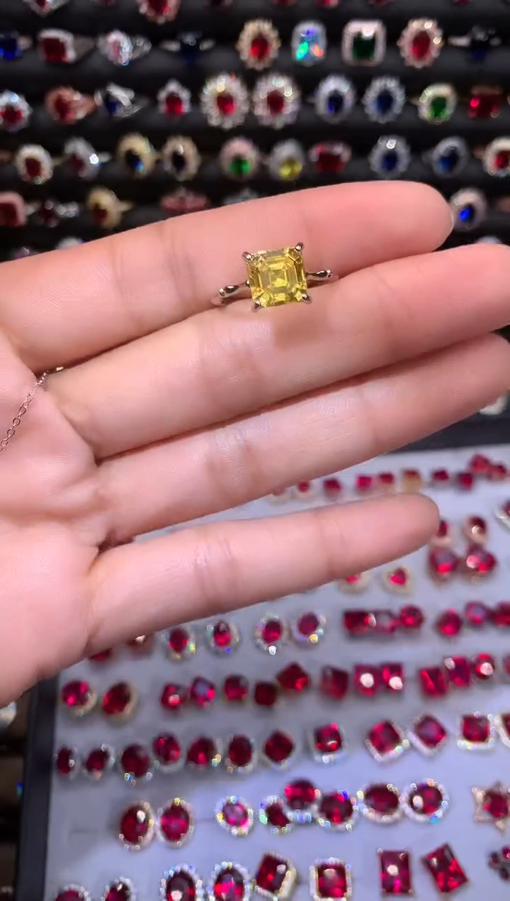 【闪购商品】水晶戒指银S925镶嵌黄水晶8白