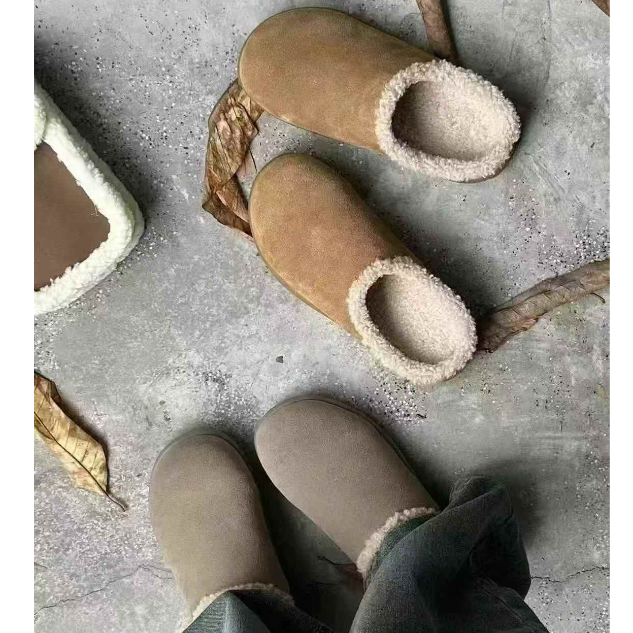 加绒勃肯鞋女2024冬季新款保暖时尚百搭包头半拖鞋 LM 168-122