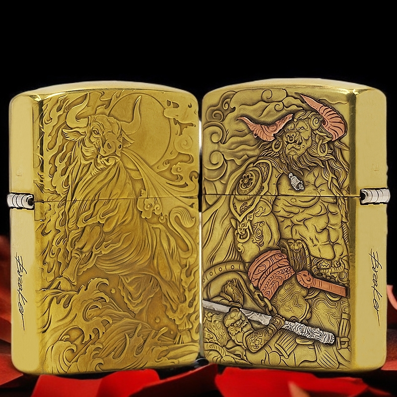 ZIPPO/之宝【双面牛魔王】7黄铜盔甲机正品煤油打火机KF-DF