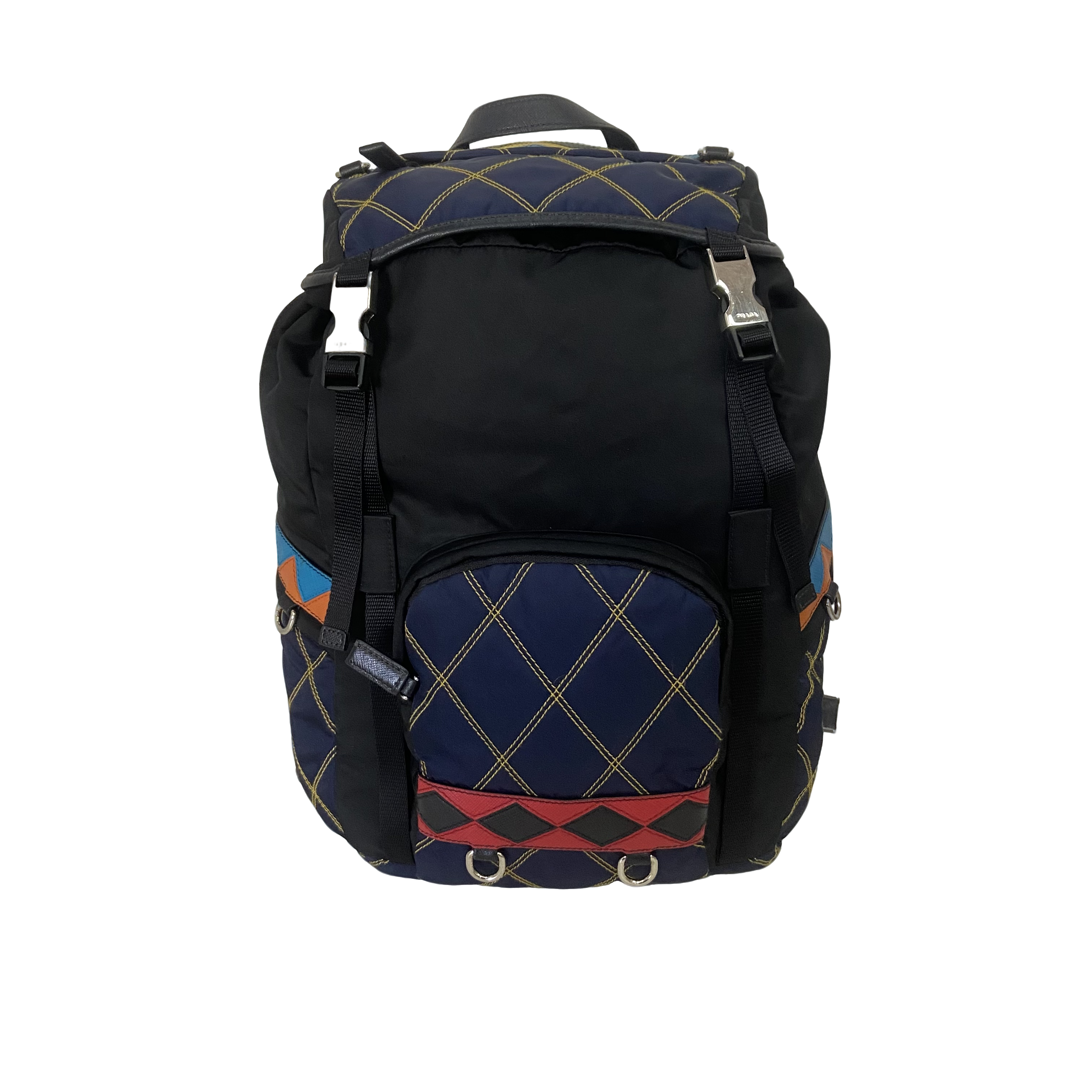 95新 Prada/普拉达 男士休闲时尚百搭尼龙拼色双肩包/18