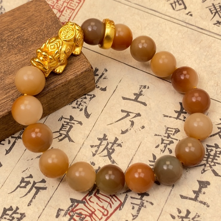 合金木质手链 【貔貅手串】11mm圆珠实心貔貅手串手工弹力绳精美