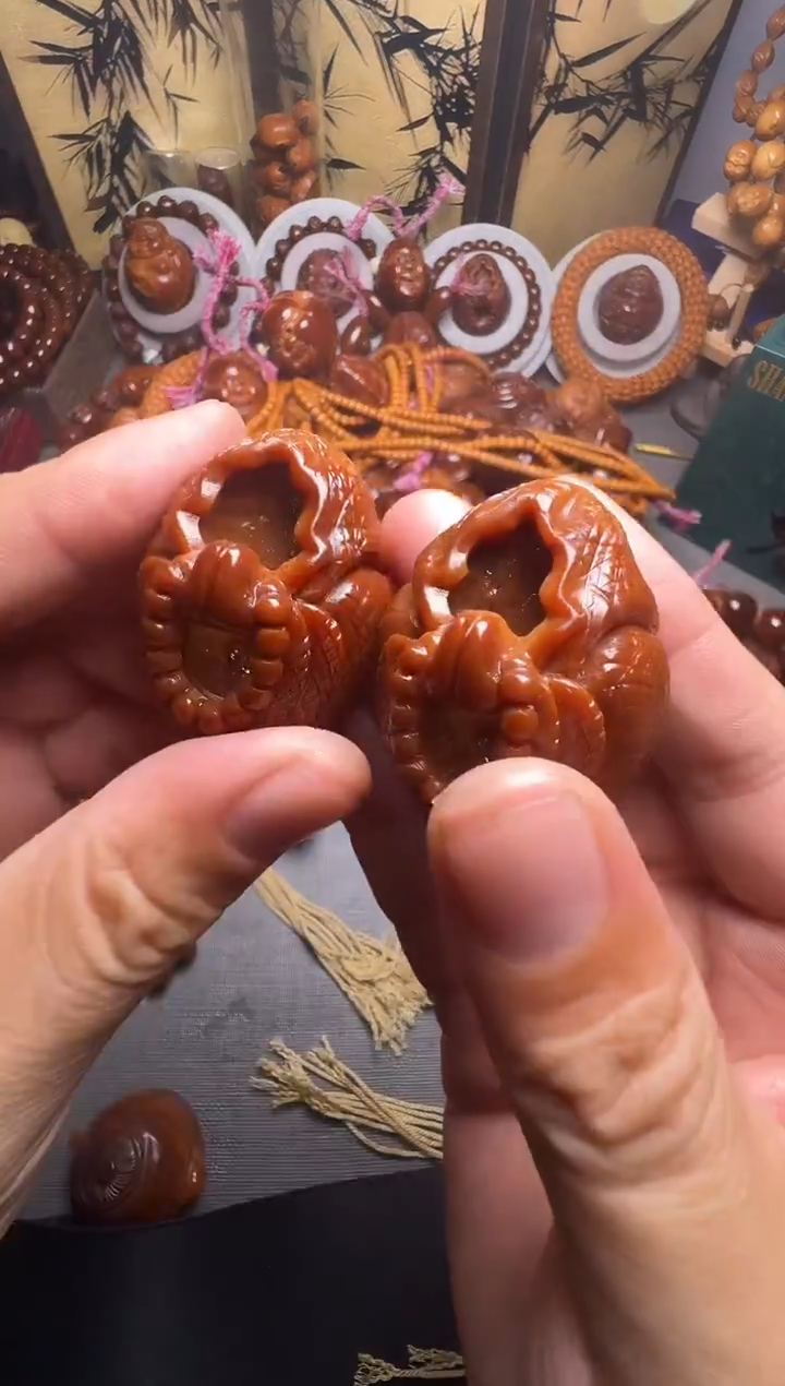 手串橄榄核无相佛一对