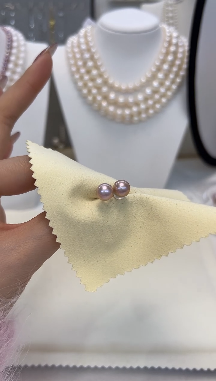 【闪购商品】淡水珍珠耳饰银S925镶嵌8mm无核