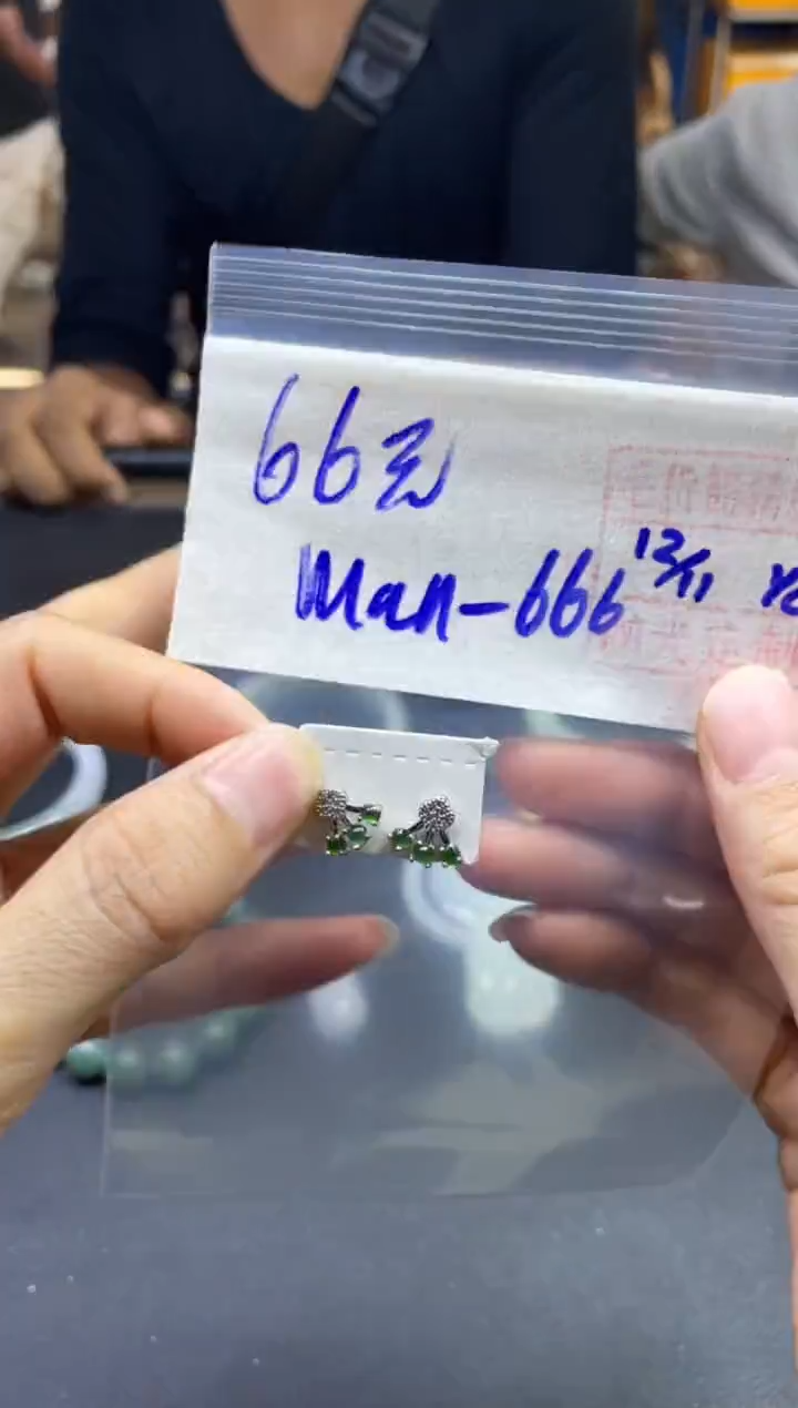 未镶嵌定制翡翠m****6耳钉#66元毛货需精细抛光