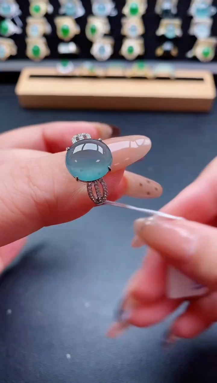 银S925镶嵌戒指翡翠1