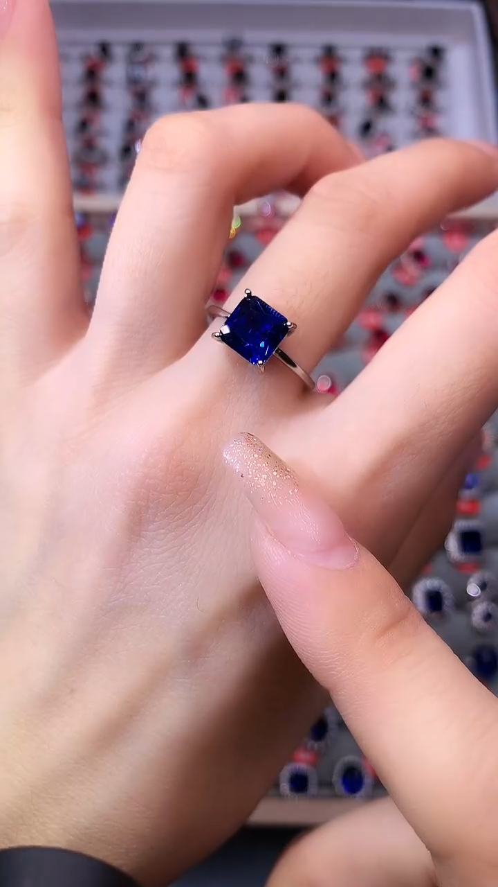【闪购商品】蓝宝石戒指银S925镶嵌111111