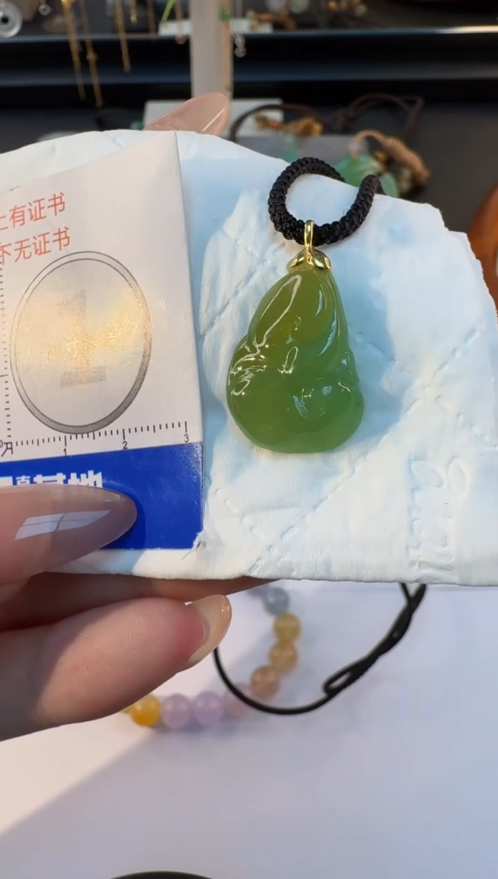 【闪购商品】翡翠吊坠(不含链)18K金镶嵌缅甸翡翠A货吊坠