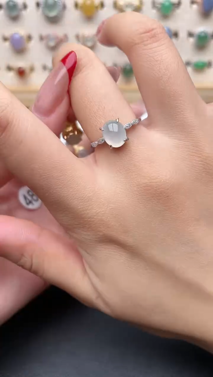 【闪购商品】翡翠戒指银S925镶嵌一物一证一礼盒