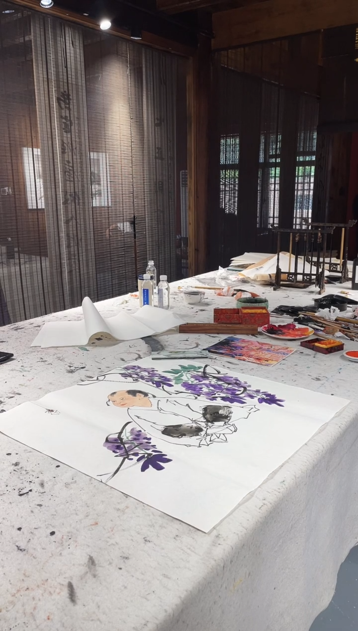 国画Y-何雨春，吴东魁老师合作绘画作品-4平尺可带托底可压平