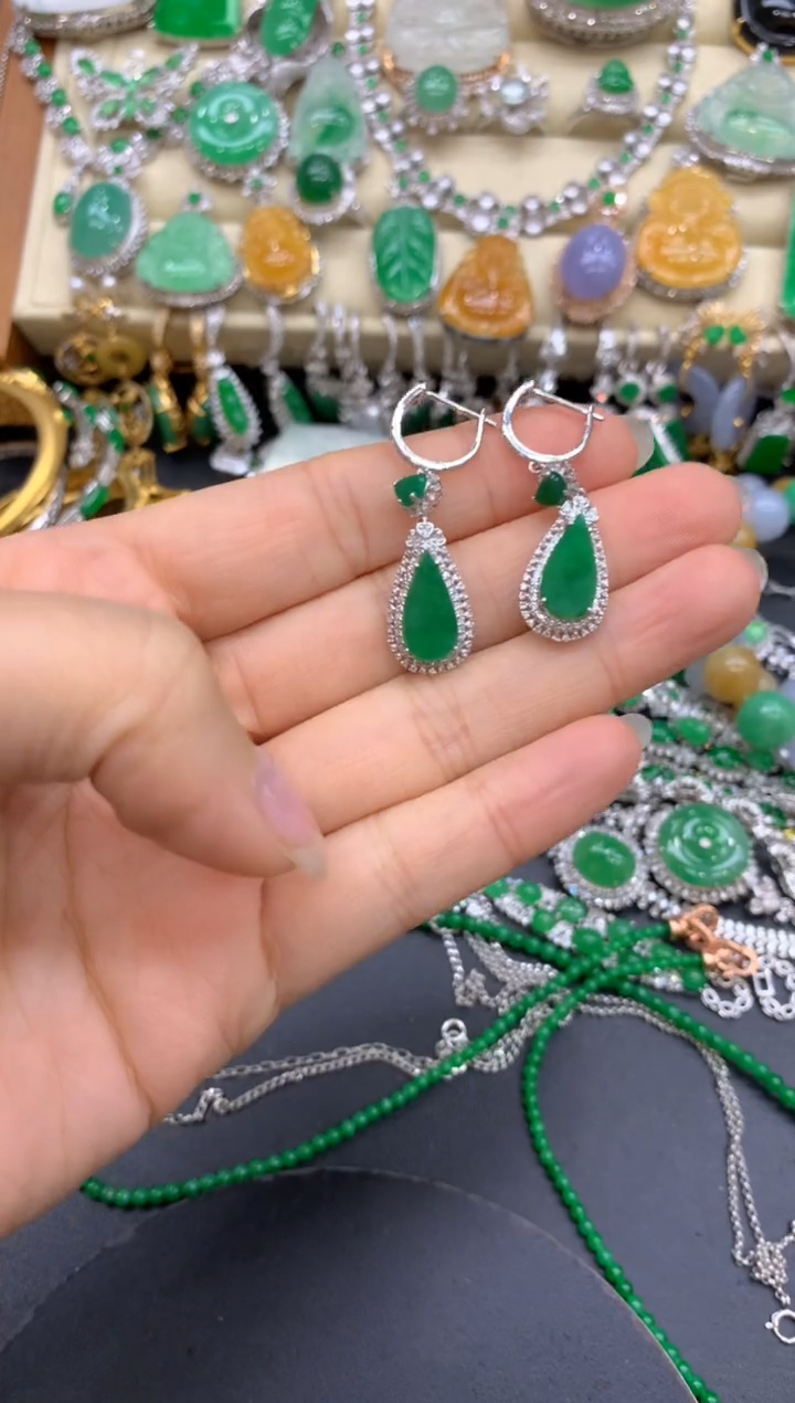 【闪购商品】翡翠耳饰18K金镶嵌440-中国好珍宝