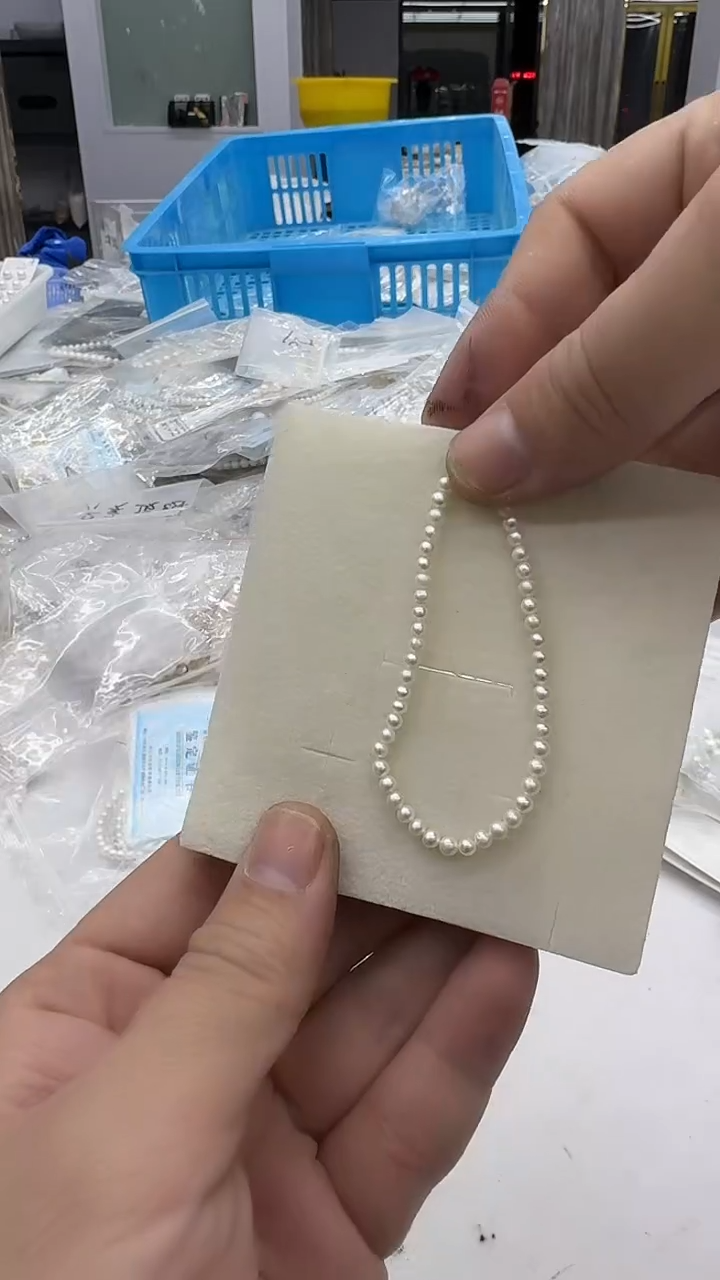 未镶嵌手链淡水珍珠3-4mm 弹力绳-孤品