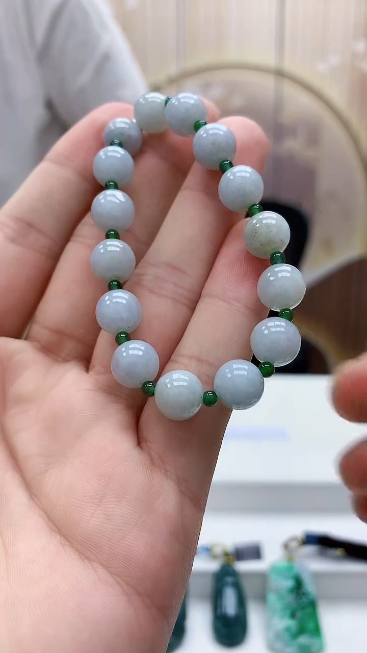未镶嵌定制翡翠4688bb-毛货手串11