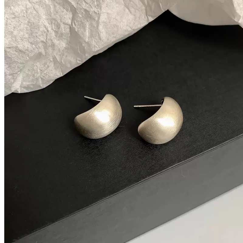 925银耳饰 银针036拉丝冷淡风百搭简约银色耳钉