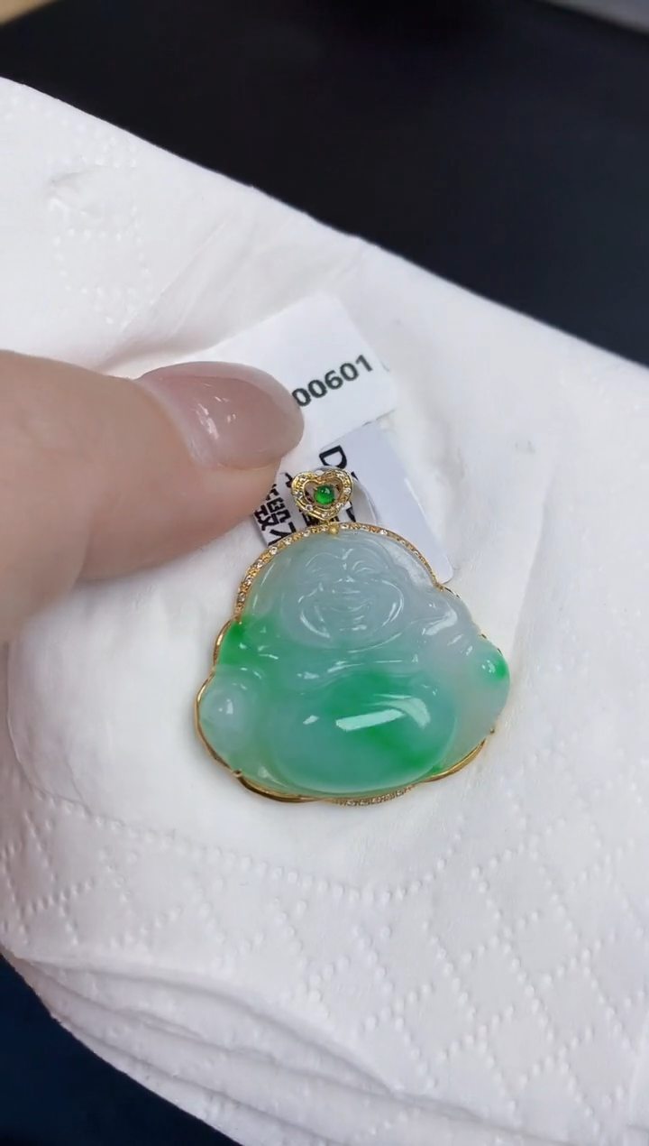 【闪购商品】翡翠颈饰18K金镶嵌天然缅甸翡翠A货