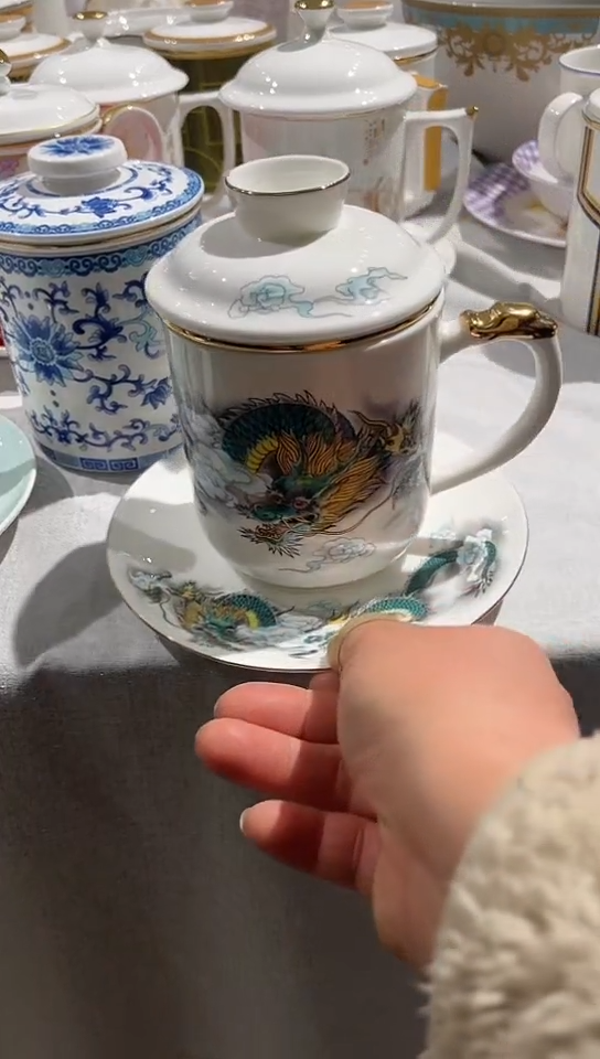 瓷青龙茶漏杯隆达