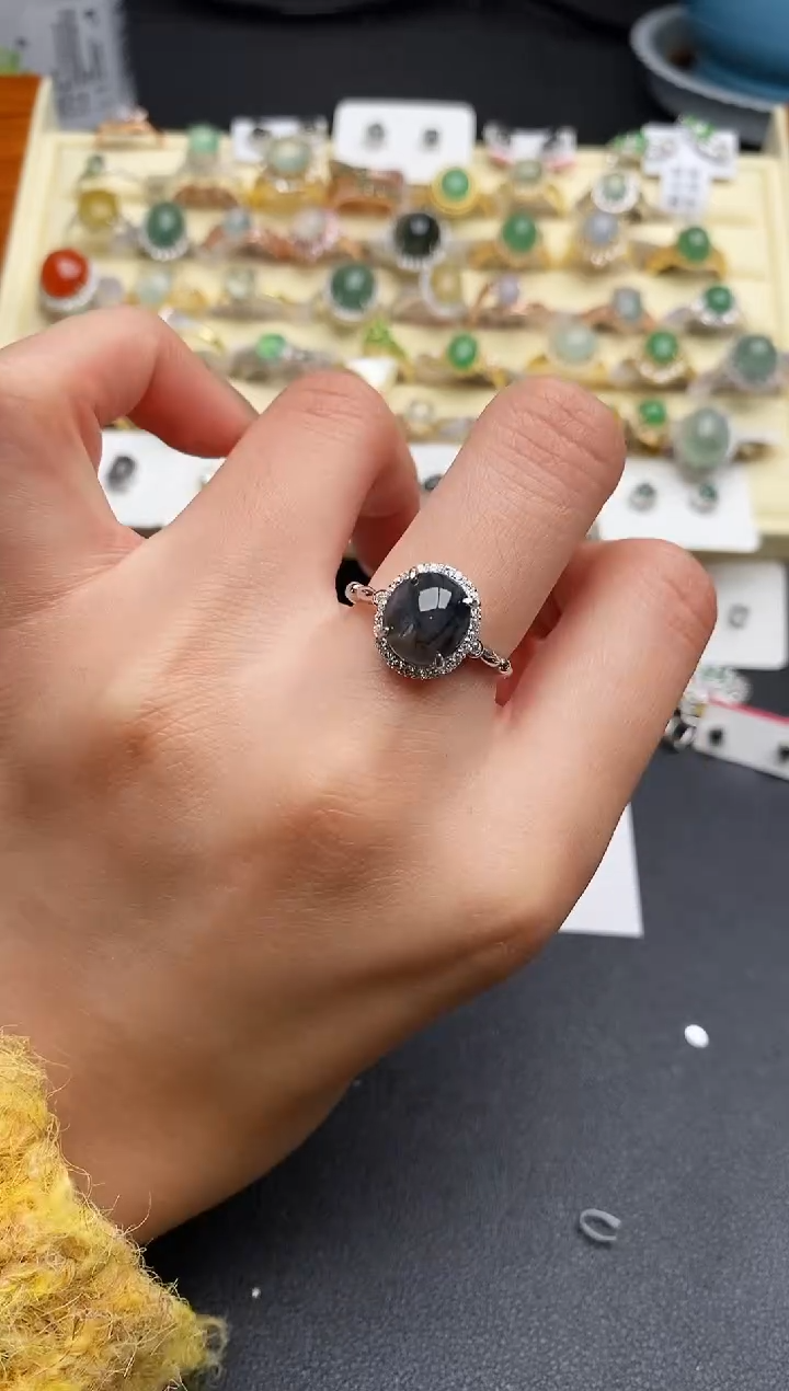 【闪购商品】翡翠戒指银S925镶嵌333333333+3