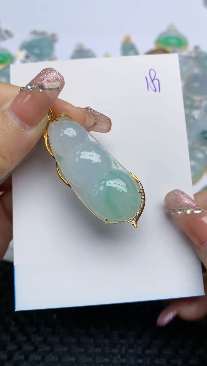 【闪购商品】翡翠颈饰18K金镶嵌天然A货翡翠 180