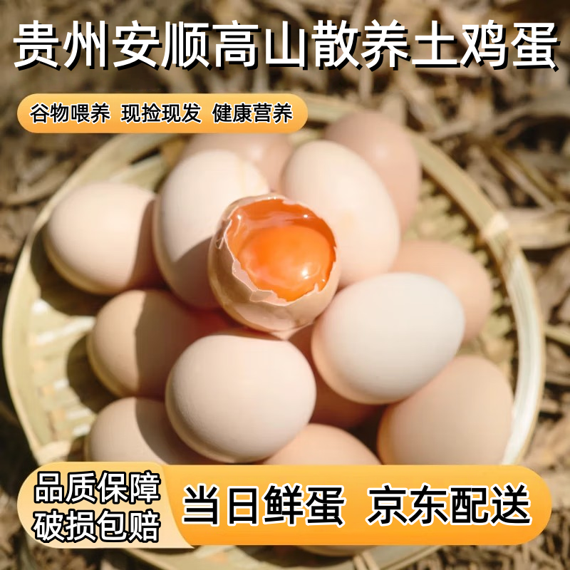 贵州安顺金鸡农庄高山散养土鸡蛋新鲜现捡散养山间虫草蛋小孩孕妇早餐