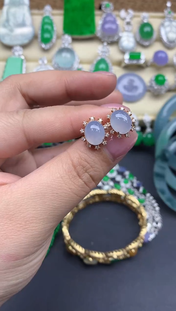 【闪购商品】翡翠耳饰18K金镶嵌377-中国好珍宝