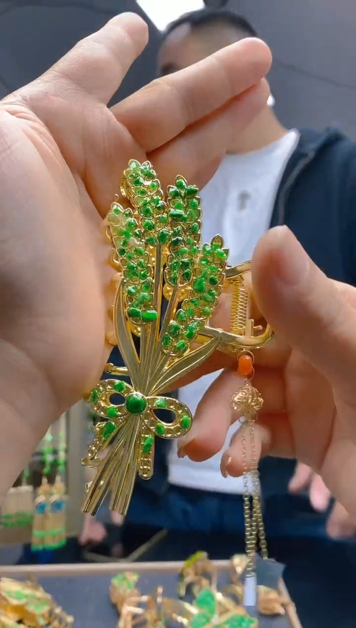 【闪购商品】翡翠耳饰合金0188翡翠发簪